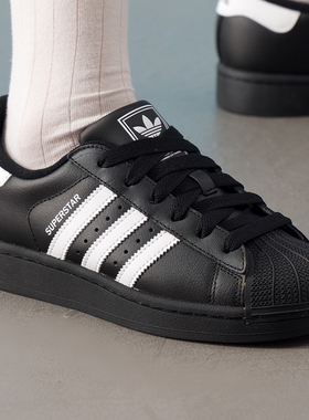 ADIDAS阿迪达斯三叶草SUPERSTAR女鞋正品贝壳头黑色休闲轻便板鞋