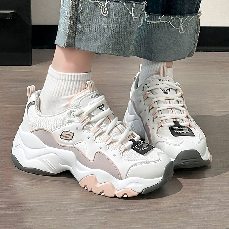 斯凯奇经典熊猫鞋女鞋冬季新款厚底显高老爹鞋慢跑运动鞋休闲鞋