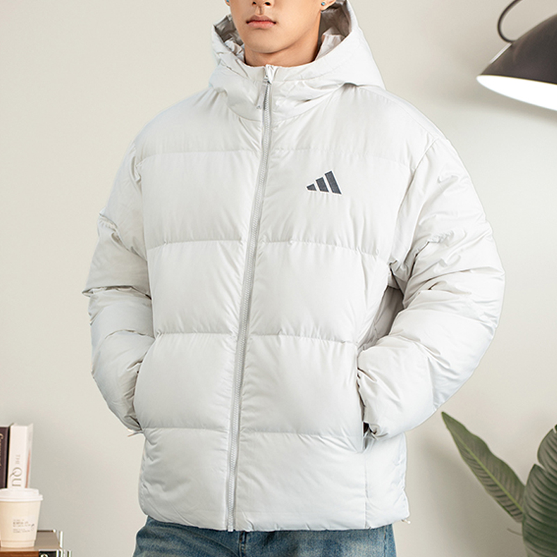 阿迪达斯官网连帽羽绒服男冬季新款保暖运动服休闲短款外套KC2477