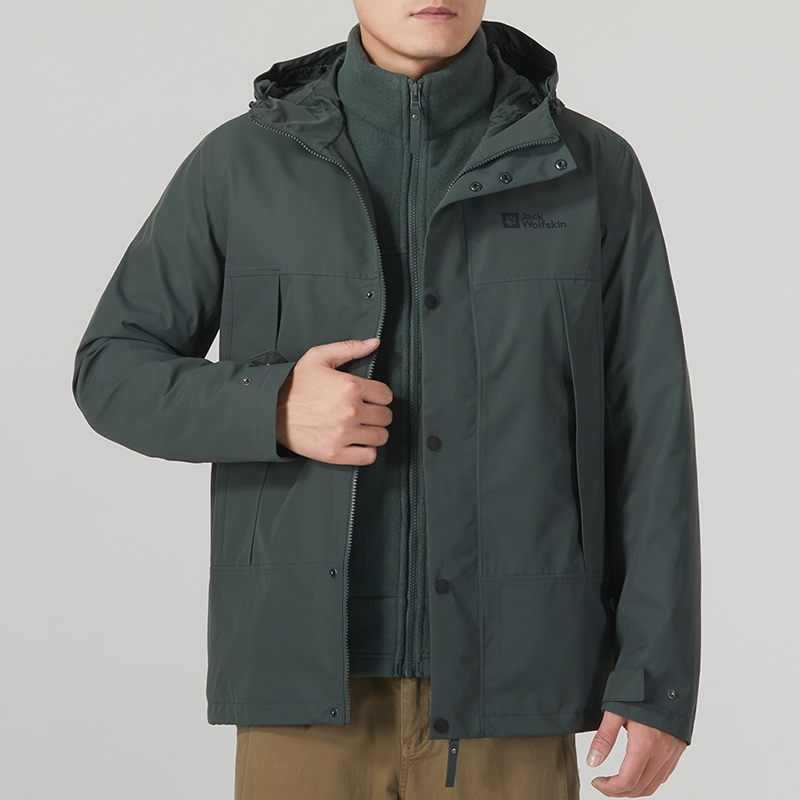 狼爪摇粒绒三合一冲锋衣男装冬季新款户外保暖外套防风休闲运动服