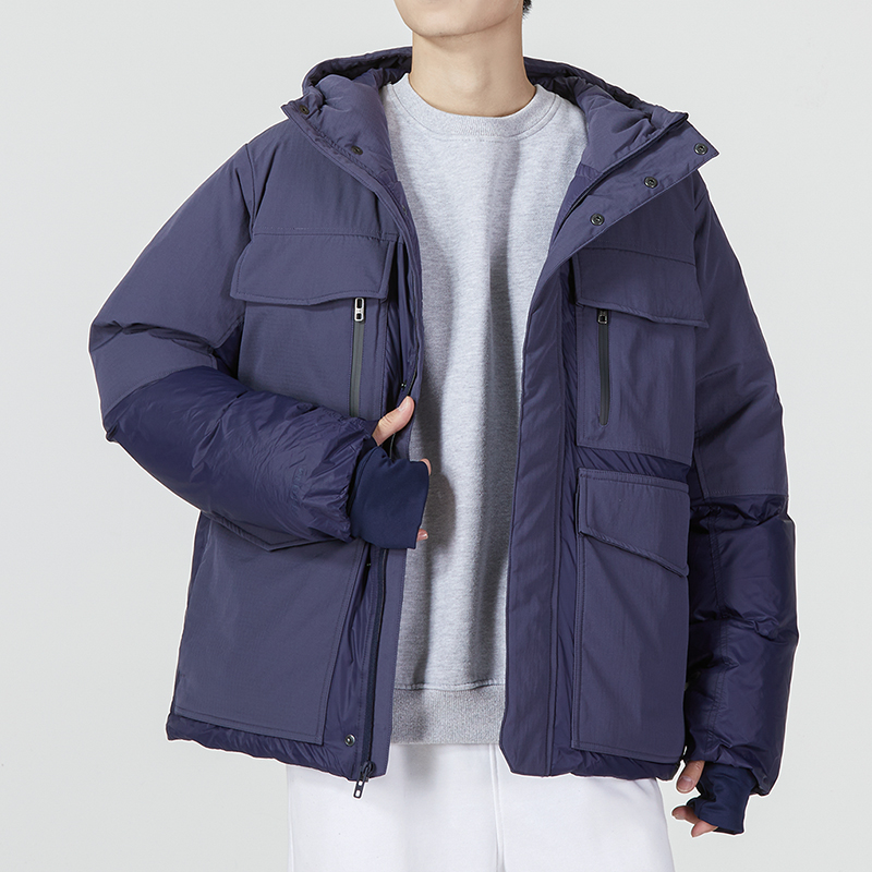 UA安德玛宽松短款羽绒服男秋季新款连帽运动服外套棉羽夹克休闲服