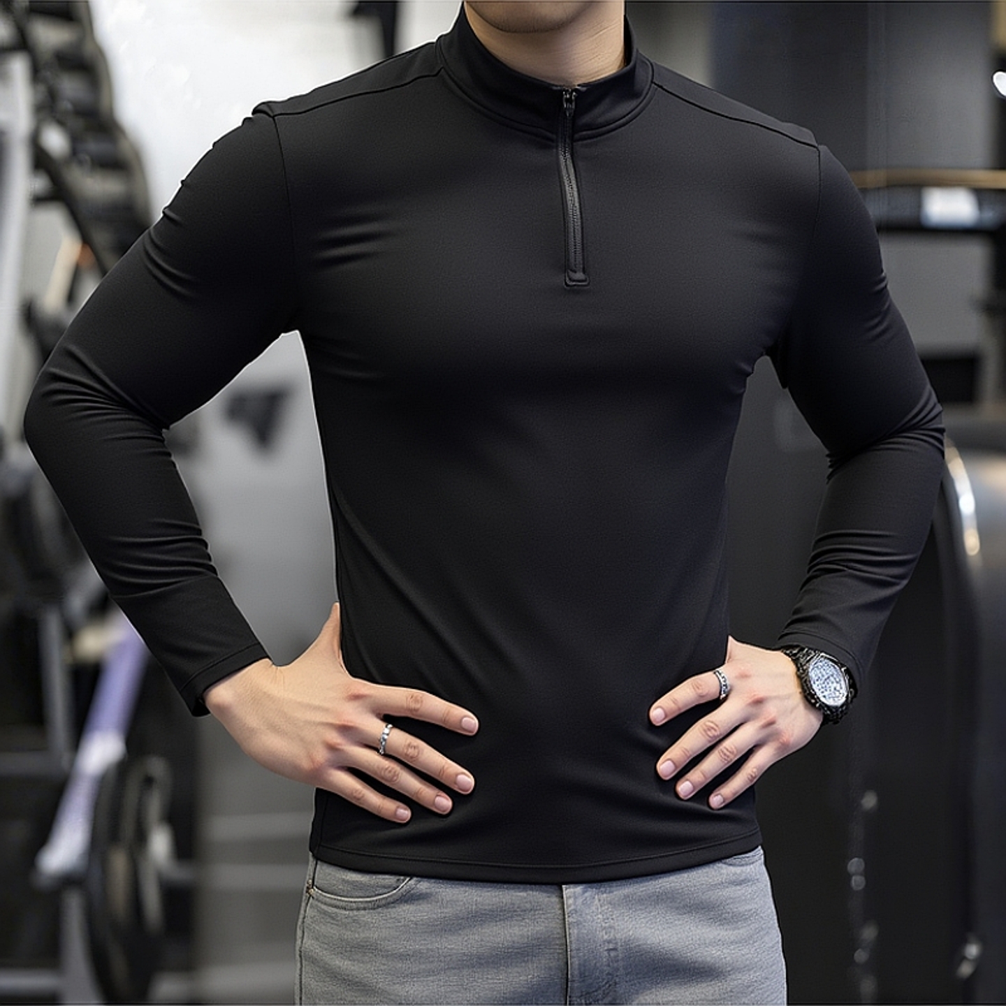 UA安德玛速干半拉链长袖T恤男士跑步运动服健身训练服透气打底衫