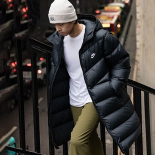 耐克男中长款保暖羽绒服2025冬季新款连帽运动羽绒夹克HV2720-010