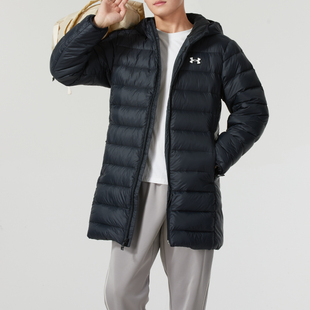 UA安德玛长款羽绒服男装秋冬新款连帽防风运动服跑步夹克棉羽外套