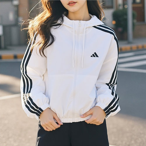 幸运叶子|阿迪达斯外套女装梭织连帽夹克女新款运动休闲服JZ2161
