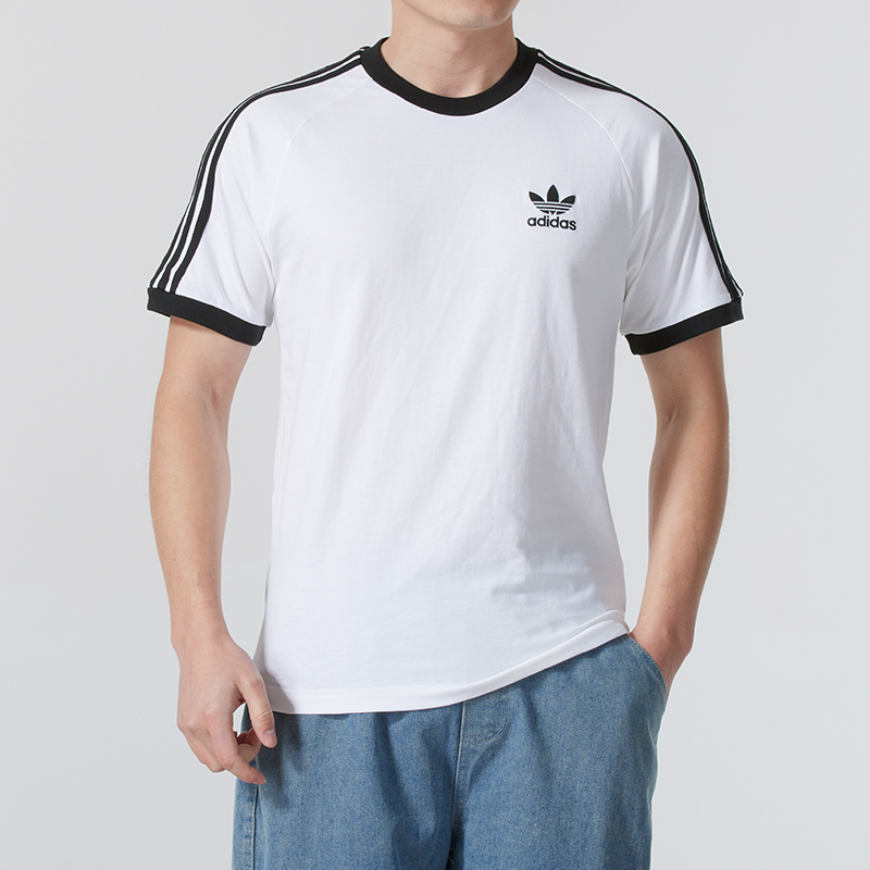 阿迪达斯三叶草男女同款白色圆领T恤休闲短袖KB2460商场同款