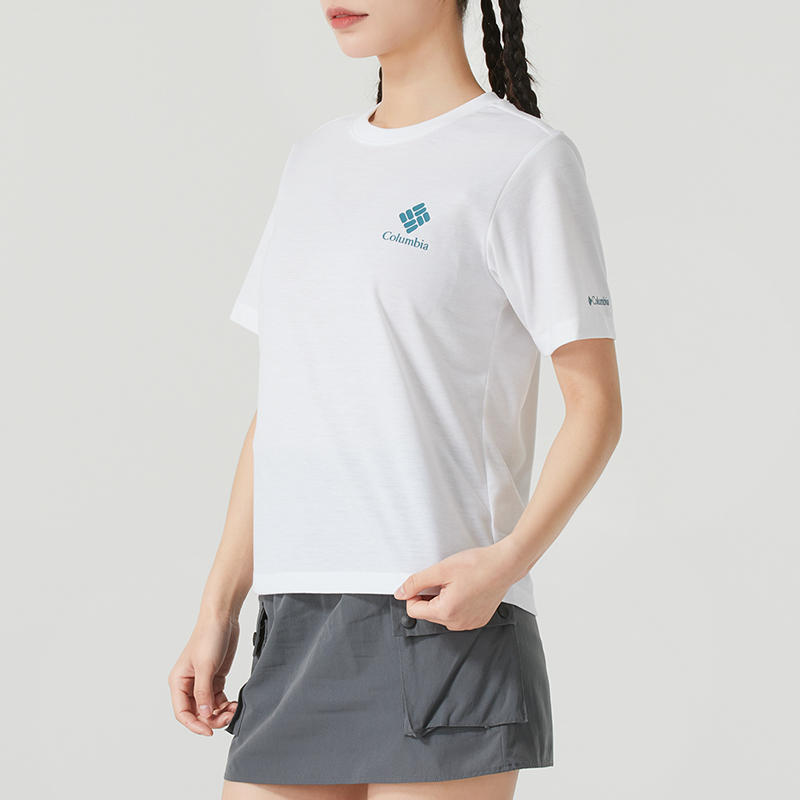 哥伦比亚圆领T恤女装2025秋季新款户外休闲短袖跑步运动服XR6735