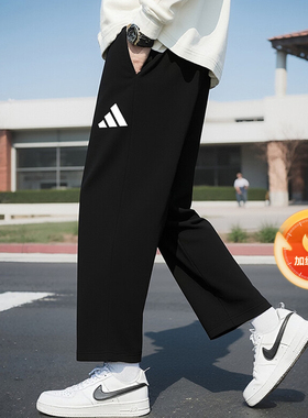 阿迪达斯加绒裤子男裤2025冬季新款保暖长裤跑步直筒卫裤JF3567