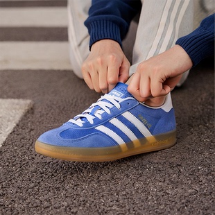 阿迪达斯三叶草德训鞋男鞋女鞋2025新款运动鞋低帮板鞋蓝色休闲鞋