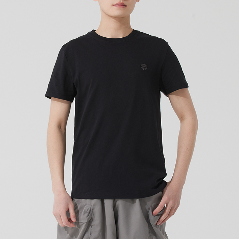 添柏岚官方男装短袖T恤新款户外休闲体恤圆领黑色上衣半袖|A2EKJ