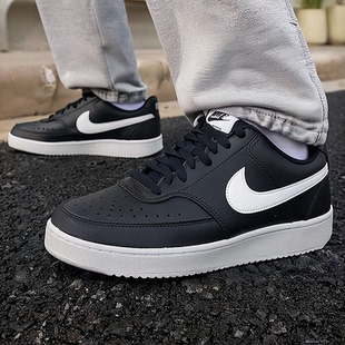 新款 正品 男士 NIKE耐克休闲鞋 黑白皮质板鞋 2025冬季 皮面运动鞋 男鞋