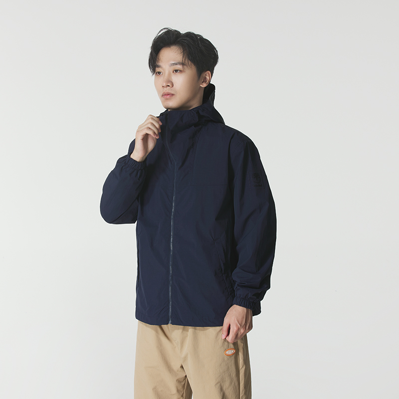 Timberland添柏岚户外梭织外套男装秋季新款连帽运动服露营夹克衫