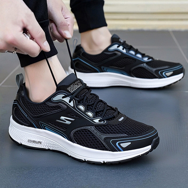 斯凯奇男鞋夏季新款网面休闲鞋官方旗舰正品减震运动鞋男士跑步鞋