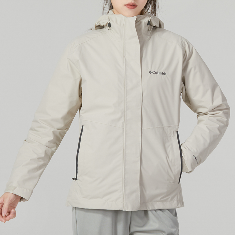 哥伦比亚连帽冲锋衣女子新款户外羽绒内胆运动服保暖登山夹克外套