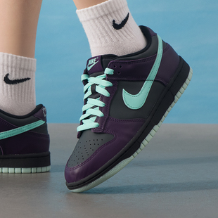 NIKE耐克皮面板鞋女鞋春季新款DUNK LOW运动鞋复古休闲鞋大童鞋潮