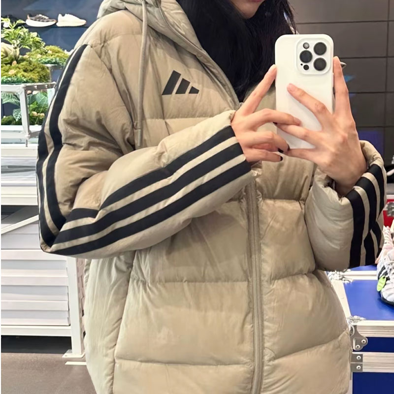 阿迪达斯官方正品羽绒服女款2025冬新款保暖运动休闲面包服KH3989