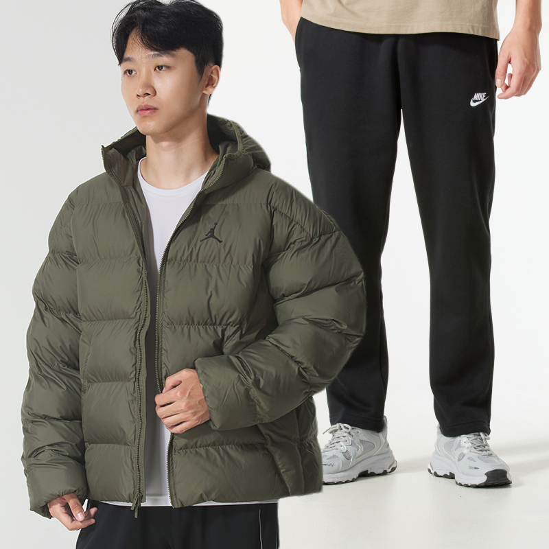 NIKE耐克运动套装男装秋冬新款连帽棉服外套防风棉袄直筒加绒长裤
