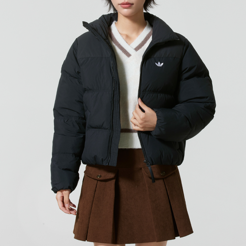阿迪达斯三叶草 2025冬女防寒保暖户外运动休闲短羽绒服 KC2659