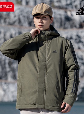 阿迪达斯旗舰店连帽棉服外套男2025秋冬新款运动服保暖夹克IP2535