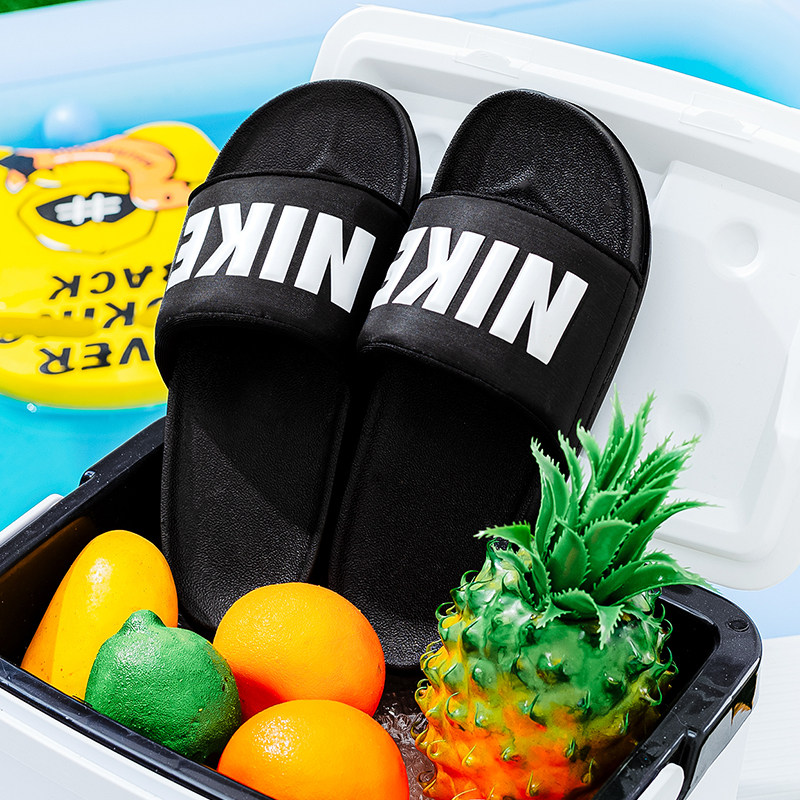 NIKE耐克黑色拖鞋男鞋男士休闲凉鞋外穿一字拖运动沙滩鞋BQ46