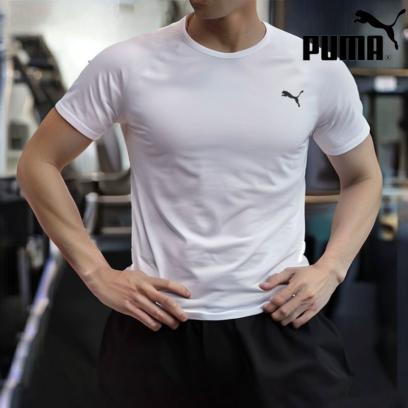 PUMA彪马男休闲白色短袖T恤夏季新款透气运动服宽松半袖527344-02