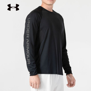 T恤健身训练跑步篮球运动服速干上衣打底 安德玛黑色套头衫 男长袖