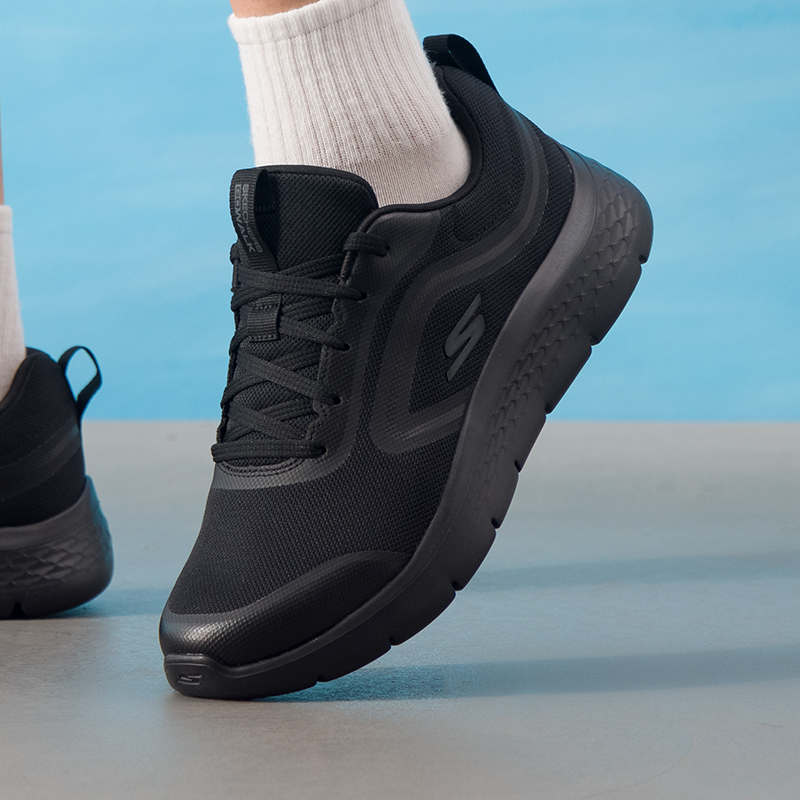 斯凯奇官方旗舰黑武士运动鞋男鞋网面透气健步鞋轻便休闲鞋慢跑鞋