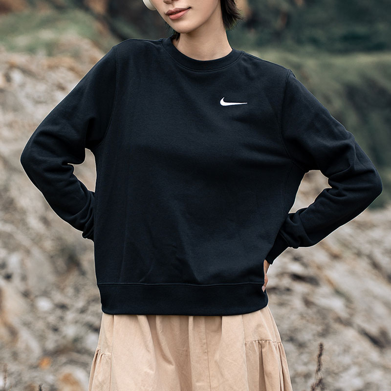 耐克卫衣女装2025秋季新款宽松圆领休闲长袖简约时尚运动服套头衫