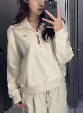 阿迪达斯三叶草女装CNY新年款运动服半开襟卫衣女士套头衫KT0725
