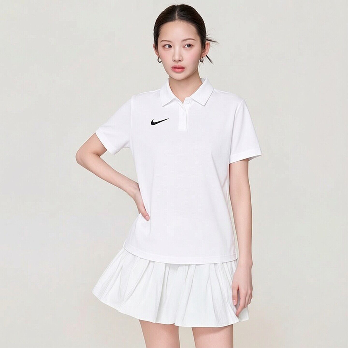 耐克女装上衣2026夏季新款时尚潮流休闲短袖半截袖透气翻领POL