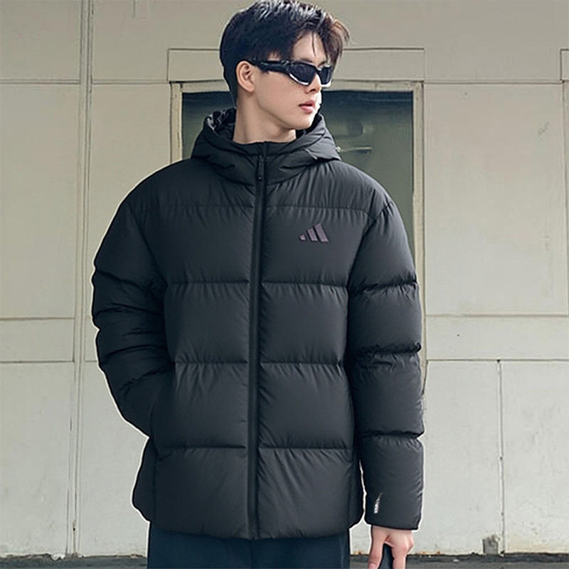 阿迪达斯连帽羽绒服外套男装秋冬新款保暖防风夹克棉羽上衣运动服