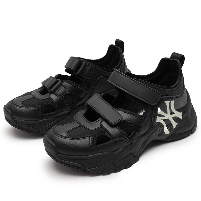 MLB凉鞋黑色老爹鞋男鞋女鞋25秋季新款情侣沙滩鞋魔术贴厚底鞋子