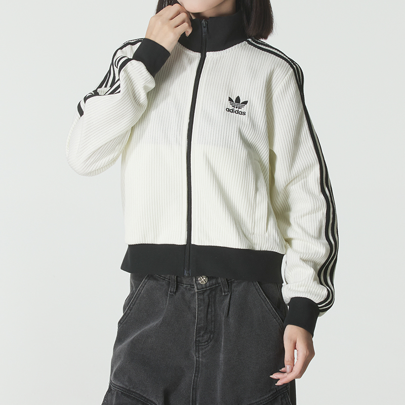 阿迪达斯三叶草KNIT外套女装2025秋季新款运动服针织夹克女KC2649