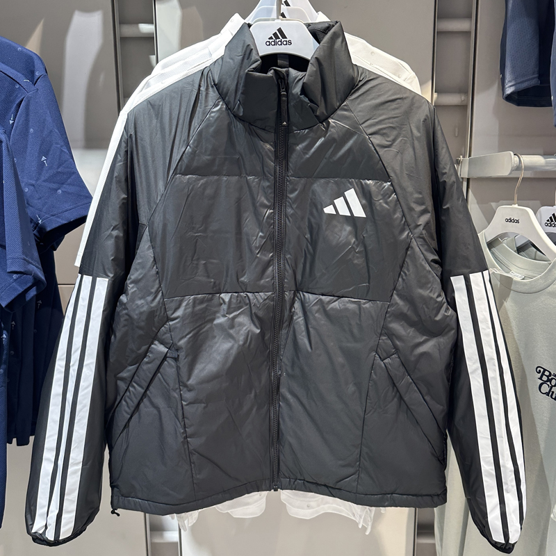 阿迪达斯立领保暖羽绒服男装冬季新款户外防风外套运动服棉羽夹克