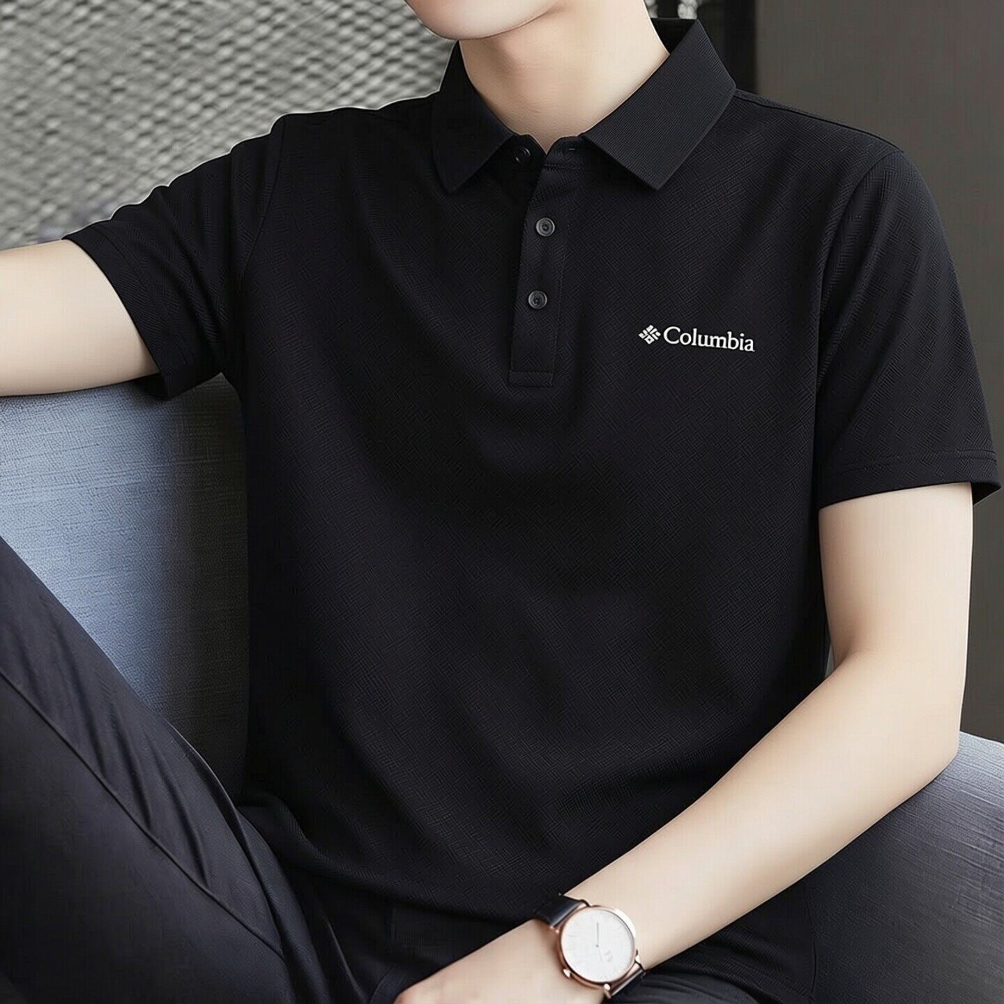 哥伦比亚速干polo衫男装2026新款跑步训练运动服翻领短袖上衣T恤