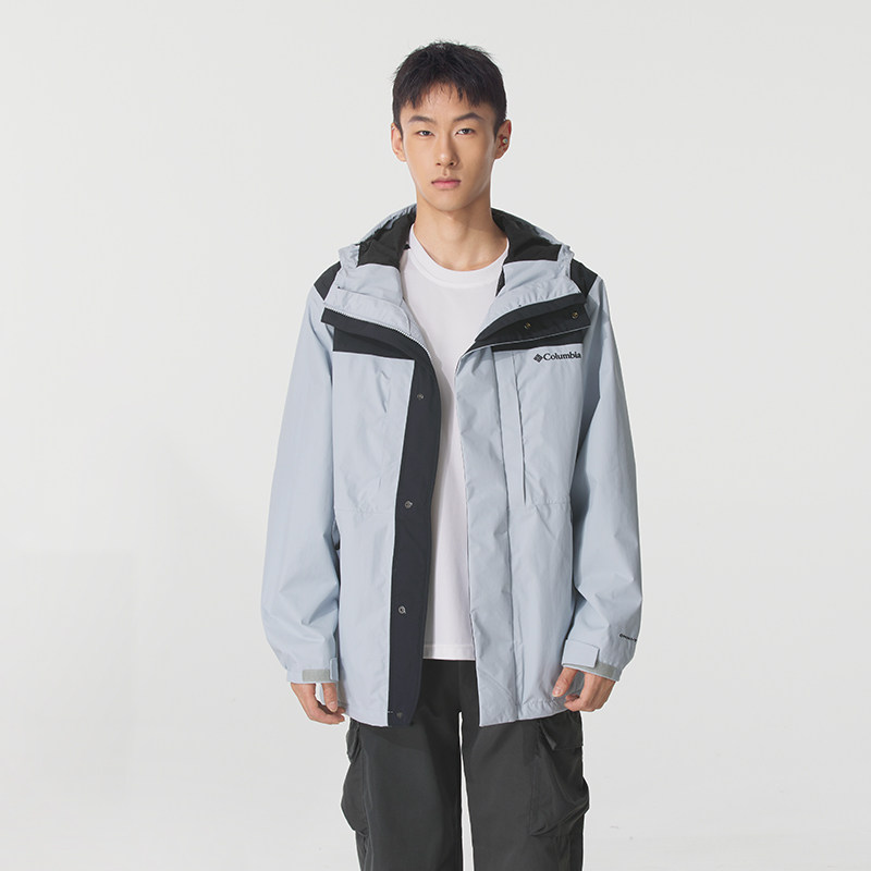 哥伦比亚单薄冲锋衣男装冬季新款连帽防风外套休闲露营夹克运动服
