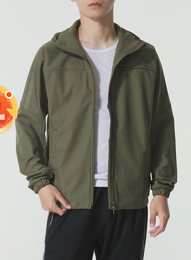 阿迪达斯绿色加绒夹克男装2025秋季新款运动服梭织防风外套KA1305