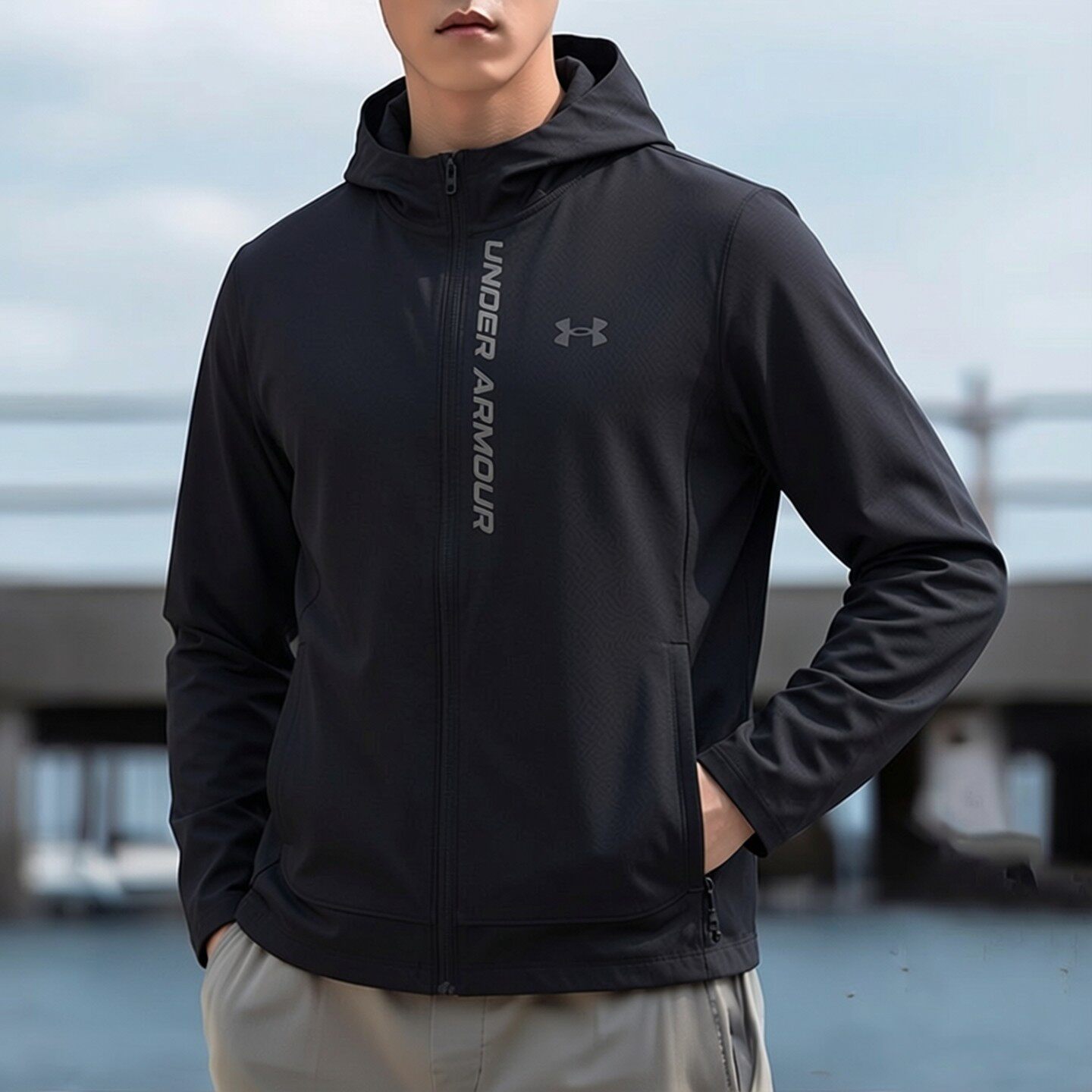 UA安德玛男装梭织连帽外套运动服跑步休闲夹克户外防风衣13767