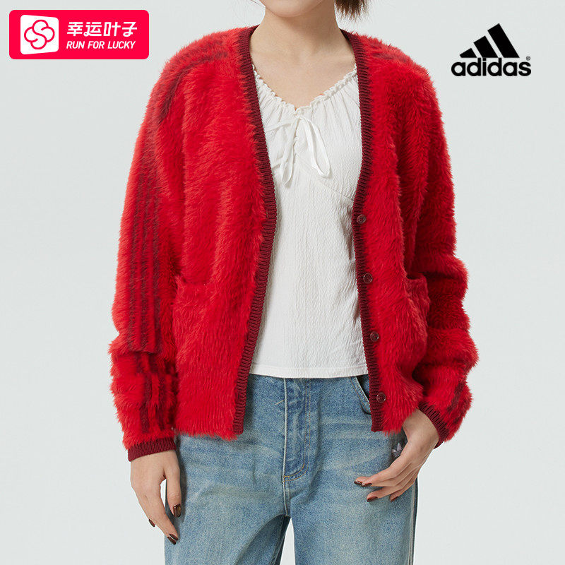 ~阿迪达斯三叶草女装 2025新款运动服保暖线衫时尚宽松卫衣套头衫