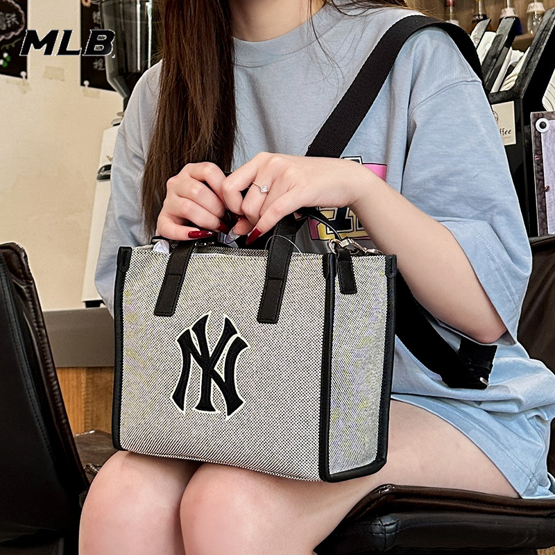 MLB官方托特包单肩休闲学院风男 大logo手提斜挎包女大容量手提包