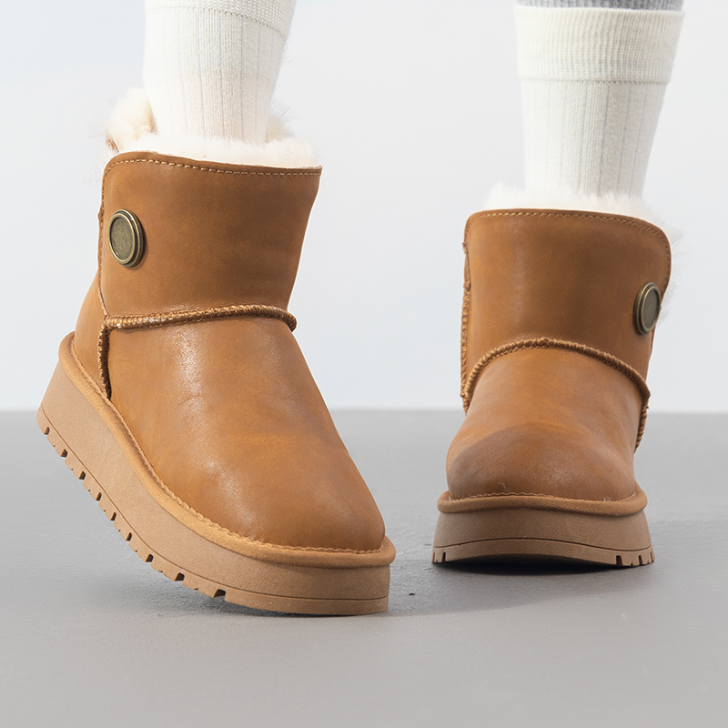 LANBU蓝步保暖雪地靴女鞋秋季新款加绒休闲鞋运动鞋靴子高帮靴潮