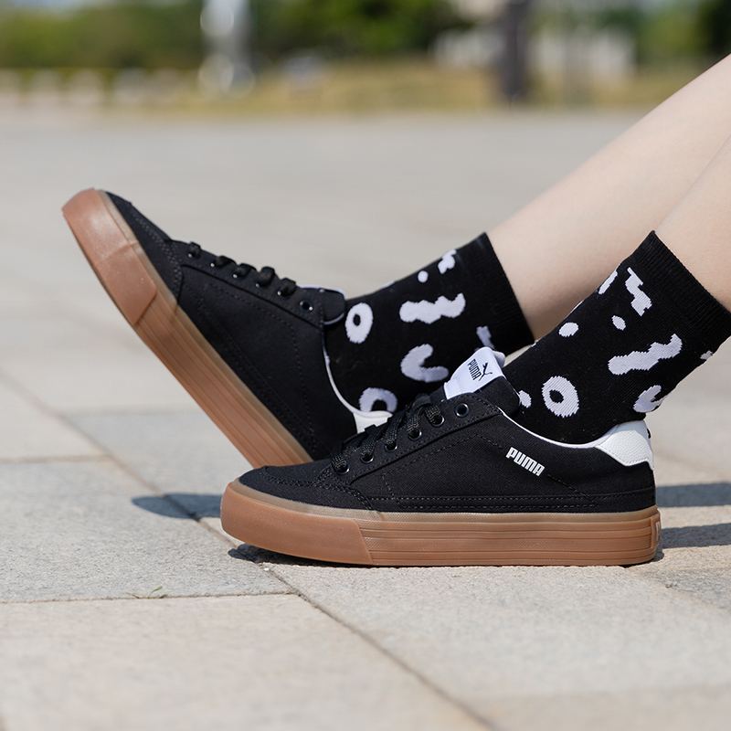 PUMA彪马板鞋女鞋黑色低帮帆布鞋轻便复古休闲鞋运动鞋子潮395020