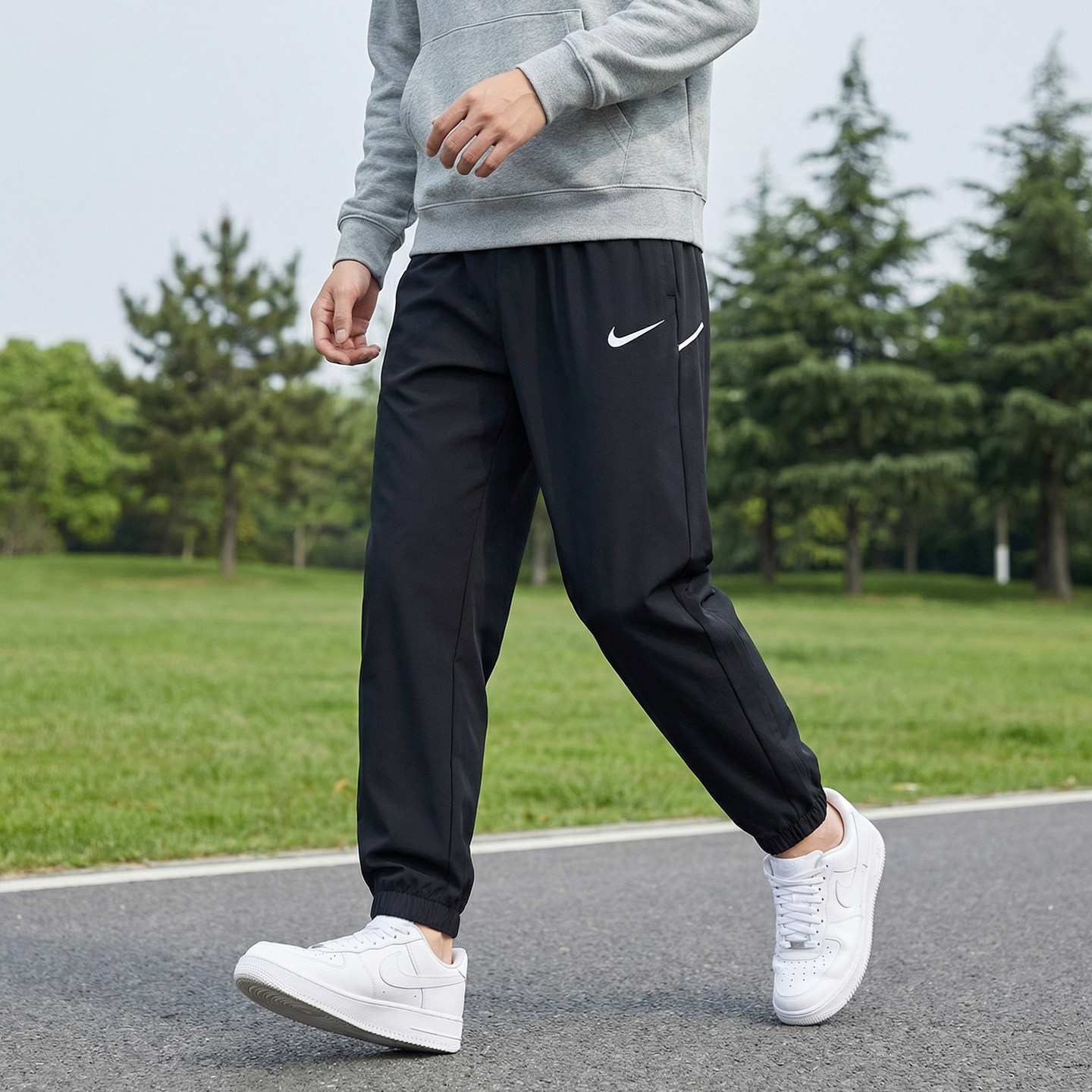 NIKE耐克男裤春季新款梭织速干长裤跑步运动裤健身裤束脚裤IB8