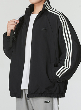 阿迪达斯情侣款夹克男女装2025春新款防风衣休闲服运动外套JI6646