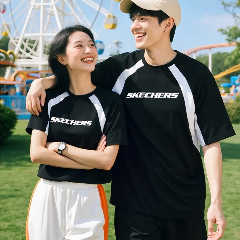 斯凯奇短袖男装女装官方旗舰夏季新款圆领运动服时尚训练透气T恤