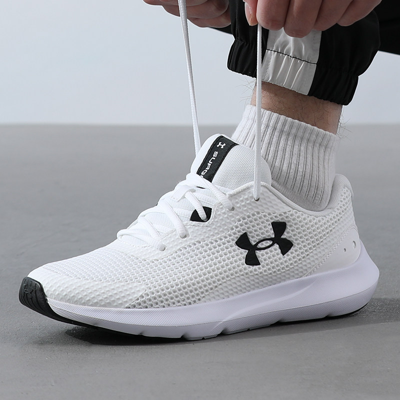 UA安德玛轻便跑步鞋男鞋秋季新款小白鞋减震训练鞋低帮运动鞋跑鞋