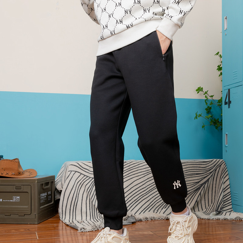 MLB官方 运动裤男女NY小标宽松休闲裤子束脚裤小脚长裤3APT