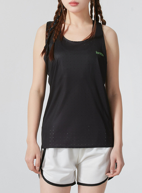 Lanbu蓝步黑色夜跑背心女装夏季新款跑步训练运动服透气无袖T恤衫