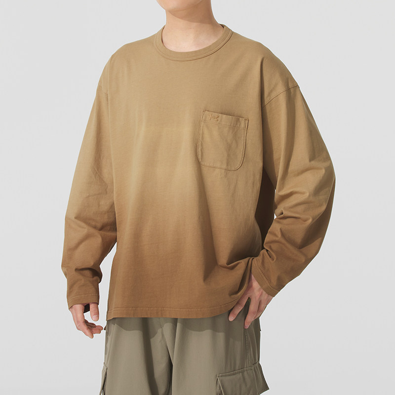 UA安德玛圆领长袖T恤男装冬季新款渐变色休闲打底衫跑步运动服潮