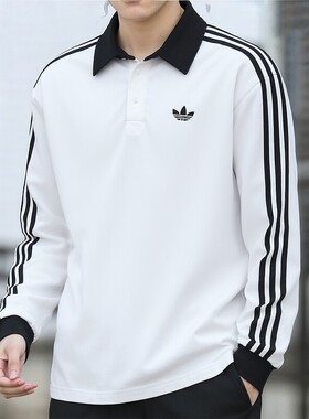 阿迪达斯三叶草男装2026春季新款运动服宽松休闲长袖T恤KE3575